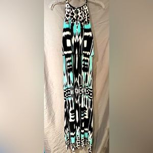 Dress Barn Long Black, Turquoise, White Dress- Roz & Ali